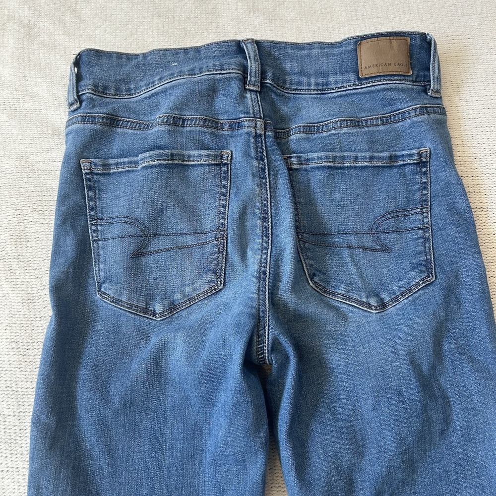 American Eagle Jeans Sz 6S Blue High Rise Artist Flare Stretch Denim 28x28.5 - Picture 3 of 16